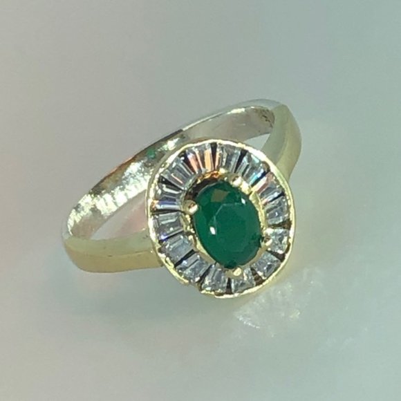 Jewelry - Emerald Sapphire Two Tone Turkish Silver 925 Ring